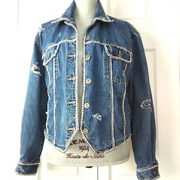 Liz Claiborne Jackets & Blazers - Faux Rhinestone-Embellished Denim Jacket Size M